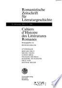 Cahiers d'histoire des littératures romanes