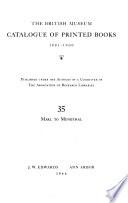 Catalogue of the Printed Books in the Library of the British Museum