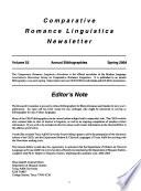 Comparative Romance Linguistics Newsletter