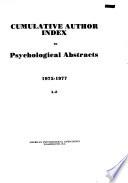 Cumulative Author Index to Psychological Abstracts