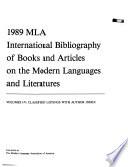 MLA International Bibliography of Books and Articles on the Modern Languages and Literatures