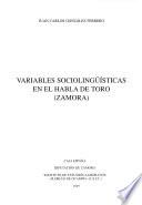 Variables sociolingüísticas en el habla de Toro (Zamora)