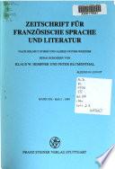 ZFSL, Zeitschrift für französische Sprache und Literatur